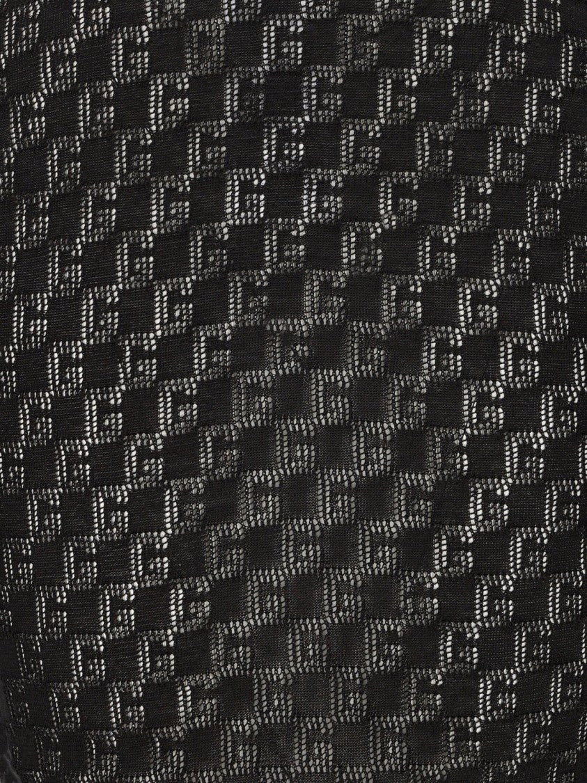 Gucci Textured Checkered Knit Polo Shirt