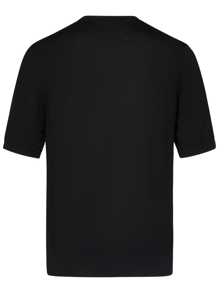 Cruciani Short-Sleeved Crewneck Knit Top With Ribbed Trims