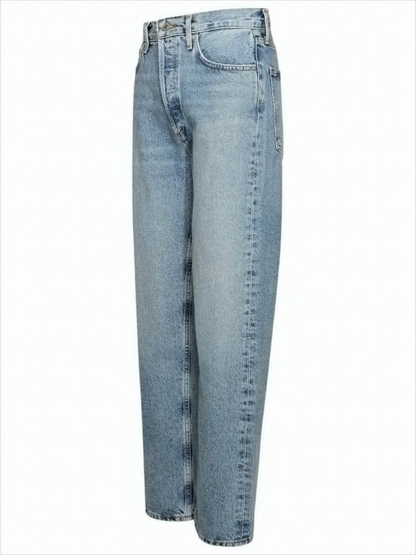 Agolde Light Blue Straight-Leg Denim Pants