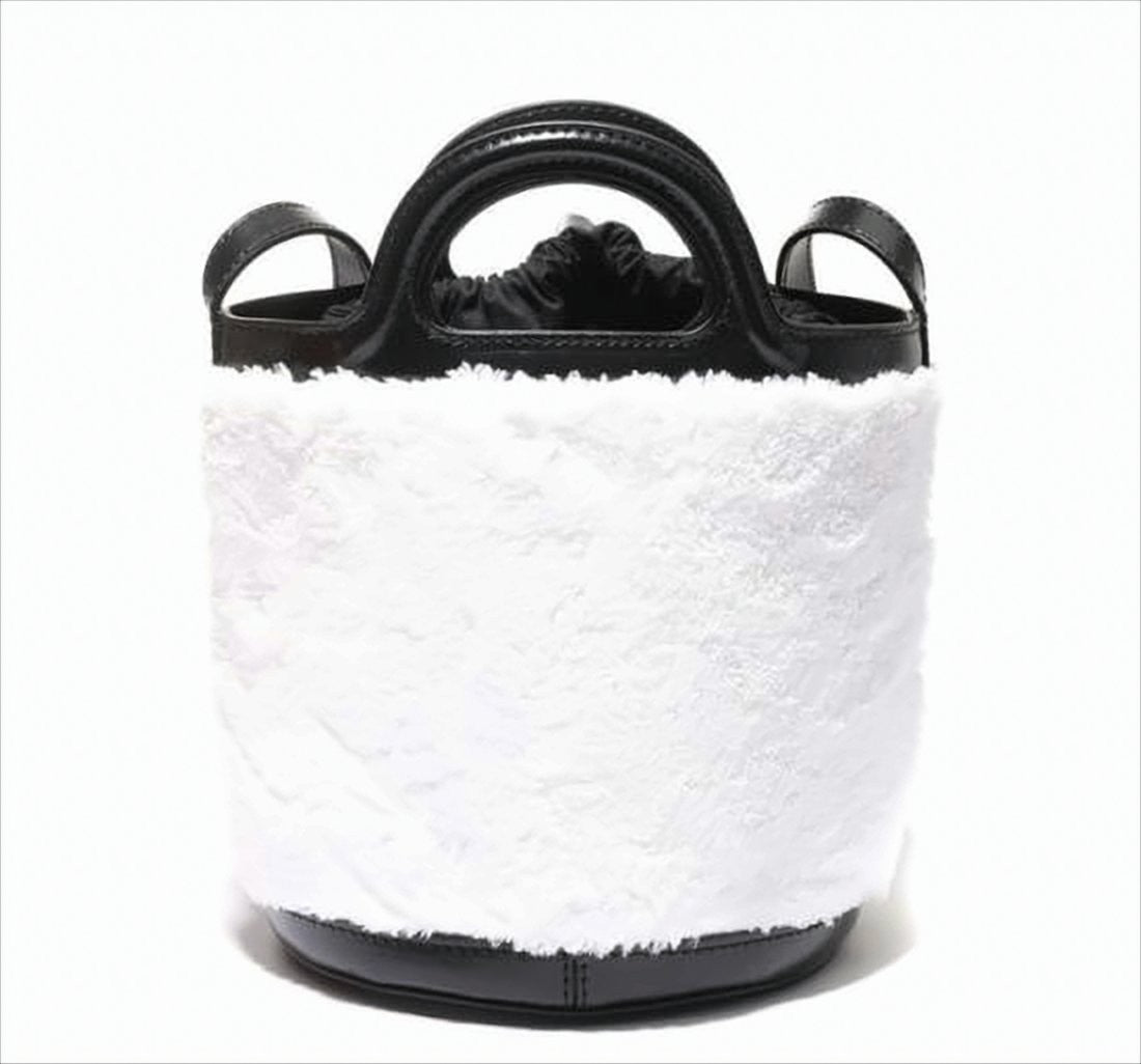 Marni Small Bucket Tote Bag With Faux Fur And Calf Leather Trim