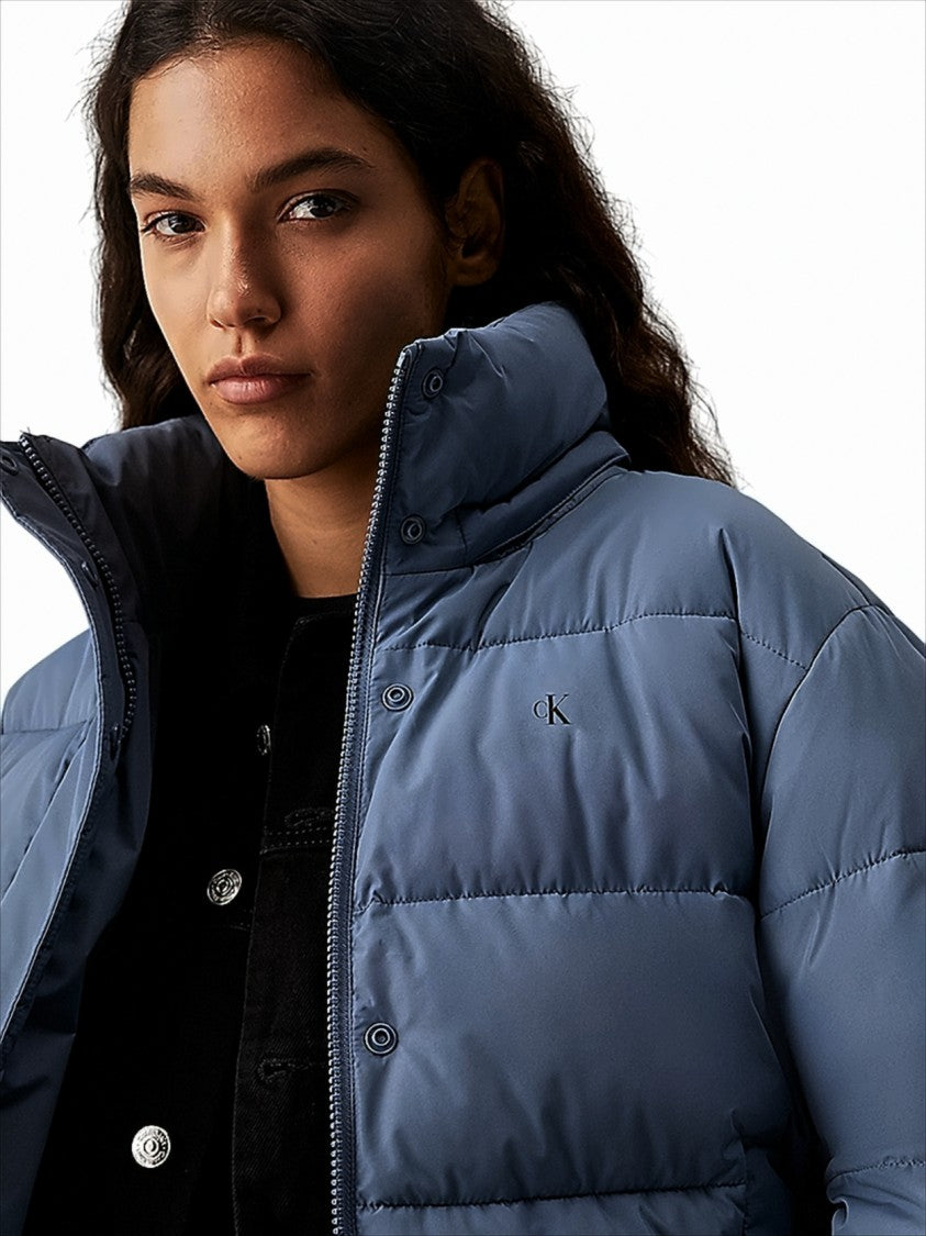 Calvin Klein Vibrant Blue Quilted Jacket With Detachable Hood