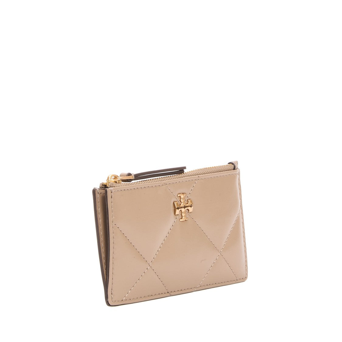 Tory Burch Quilted Leather Zip Case In Taupe