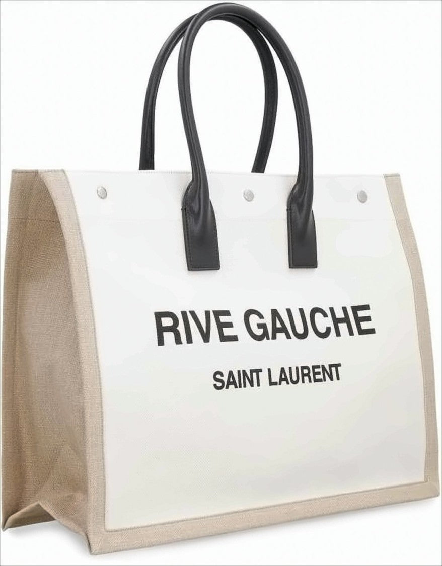 Saint Laurent Spacious Rectangle Tote Bag With Leather Handles