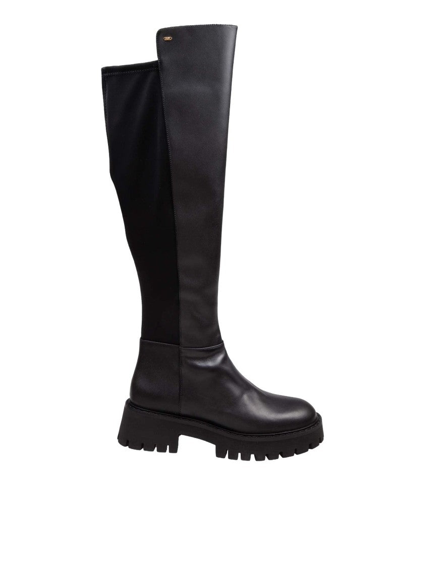 Michael Kors Asher Leather Boot Black Color
