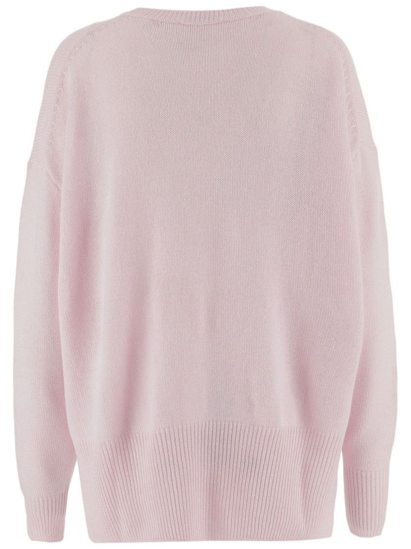 Jil Sander Pink Asymmetrical Ribbed Cashmere Sweater