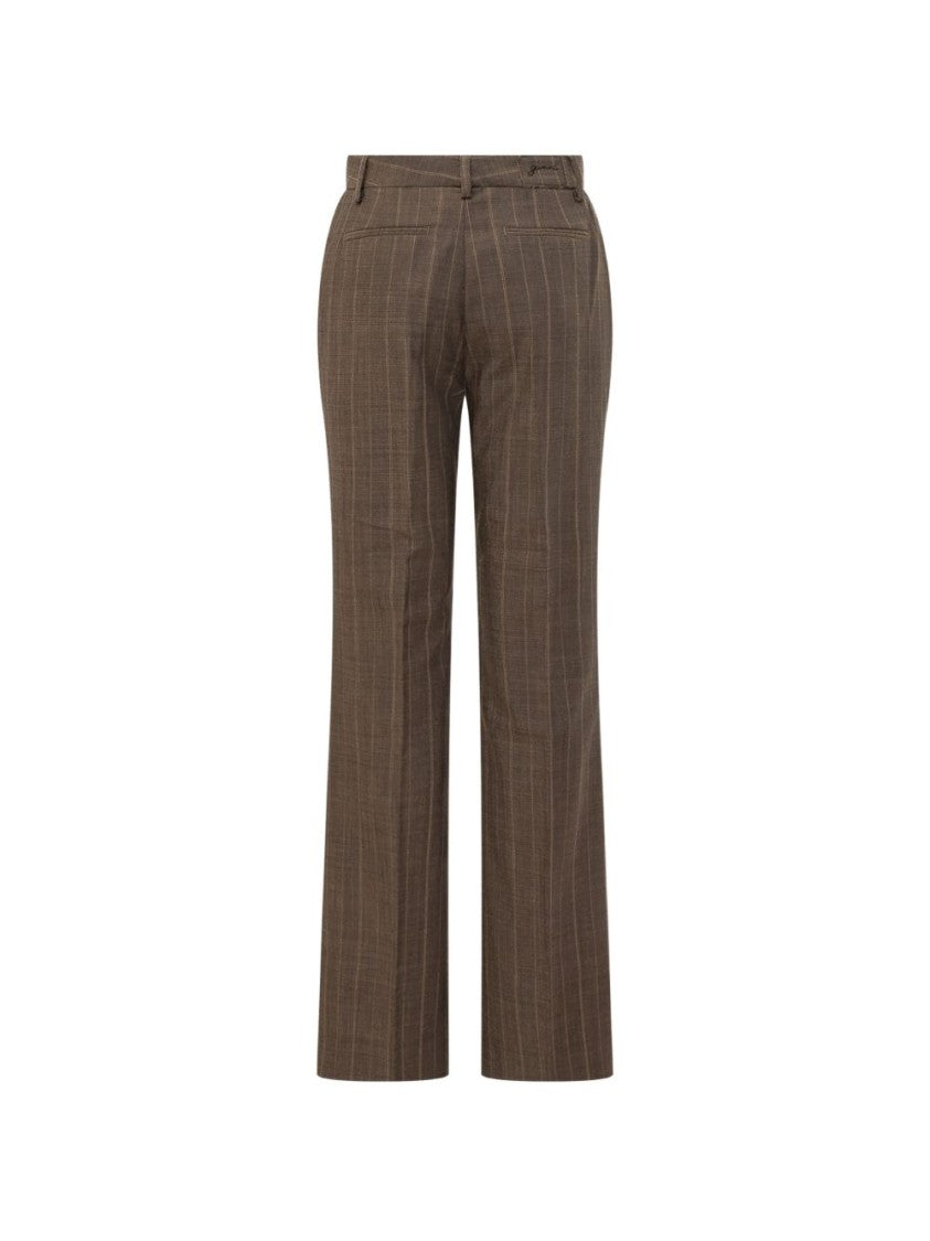 Ganni Multicolor Pinstripe Wool Tailored Trousers