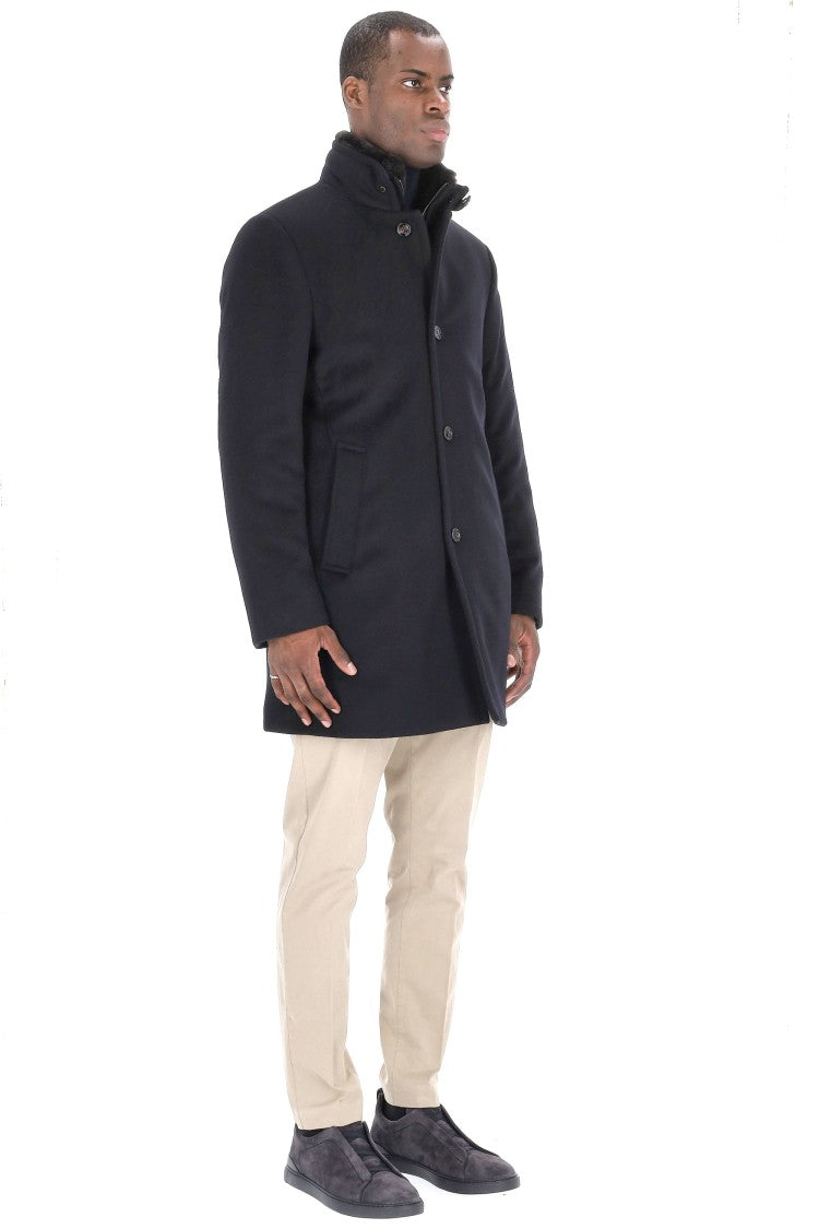 Moorer Bond-Fur-Le Wool-Cashmere Coat With Fur Collar