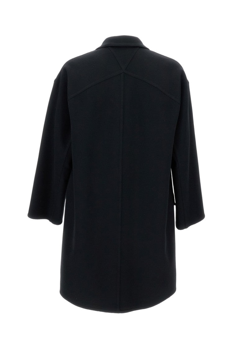 Bottega Veneta Oversized Black Wool Coat With Classic Lapel