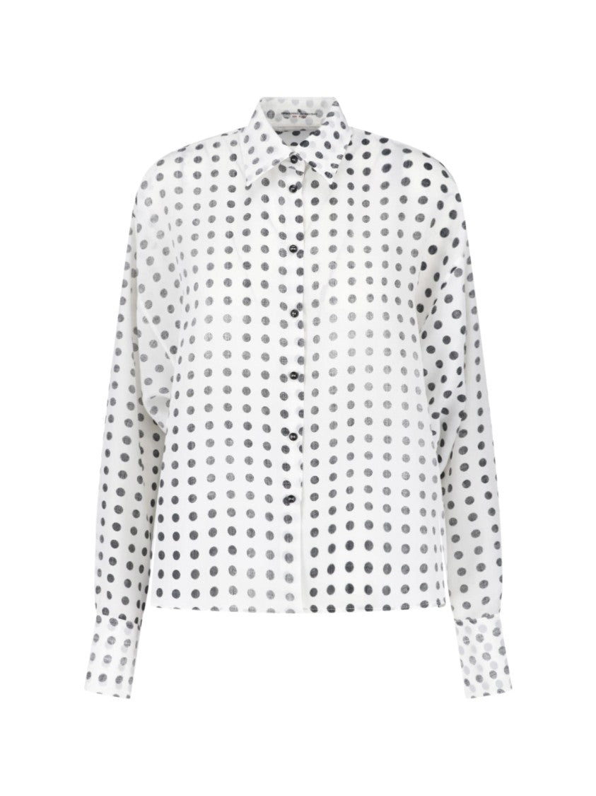 Ermanno Scervino White Black Polka Dot Silk Blouse