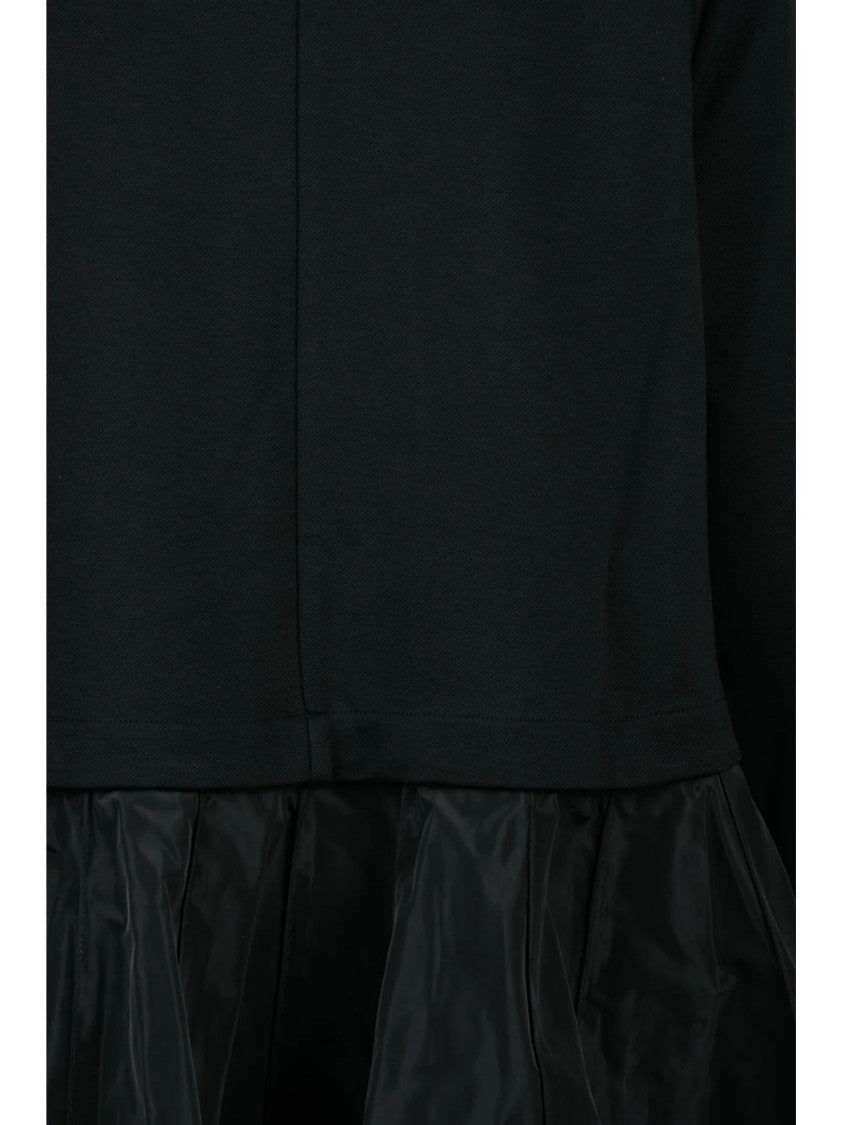 Meimeij Black Viscose-Blend Double Fabric Blouse