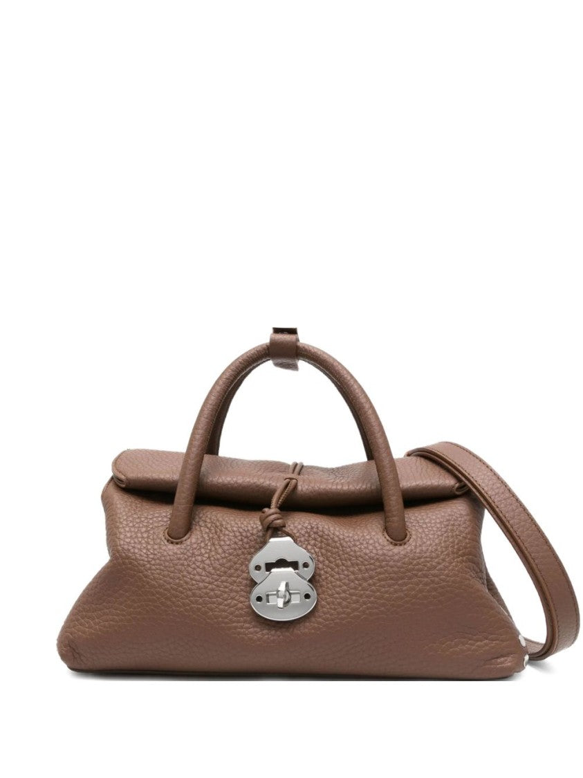 Zanellato Brown Grained Texture Top Handle Shoulder Bag