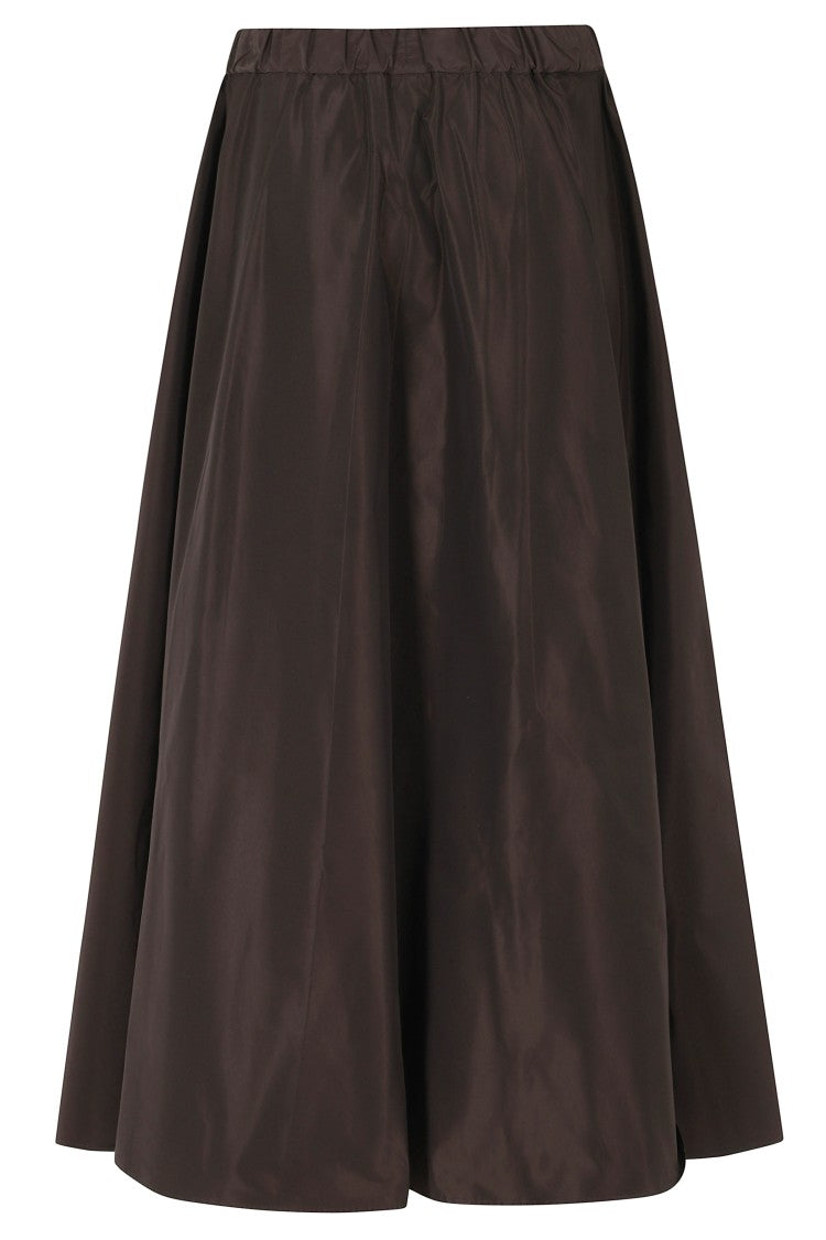 Aspesi Brown Mia Gathered Elastic Waistband Flared Midi Skirt