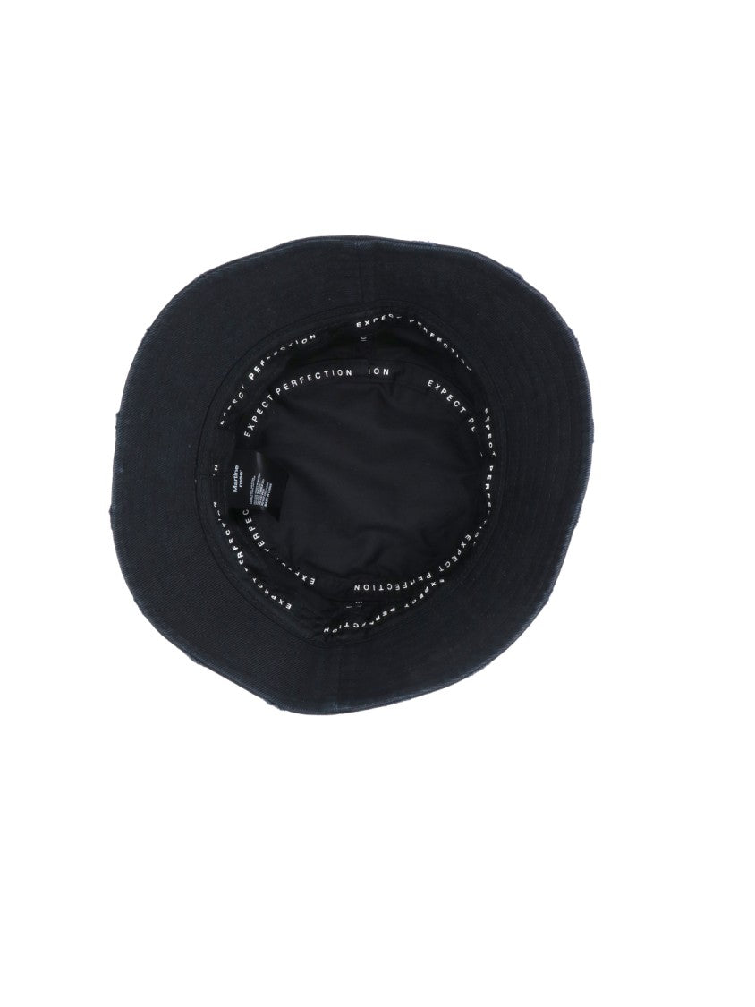 Martine Rose Black Distressed Typography Bucket Hat