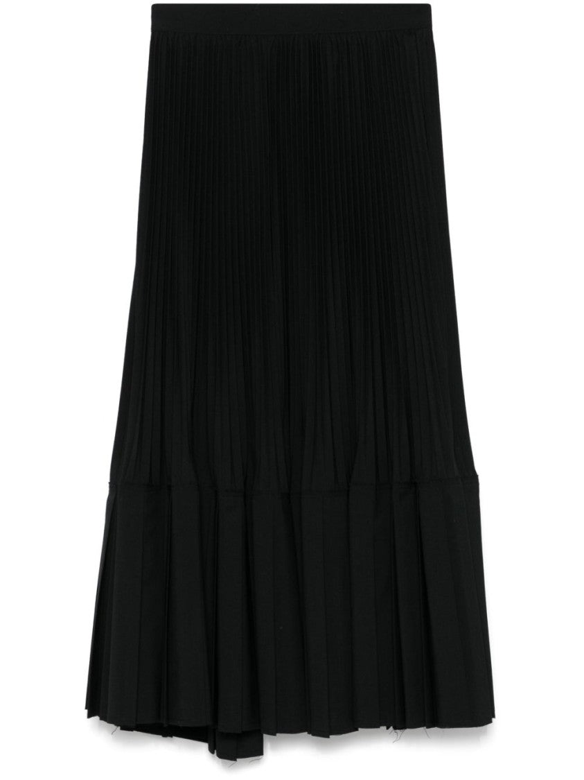 Junya Watanabe Flared Black Wool Midi Skirt
