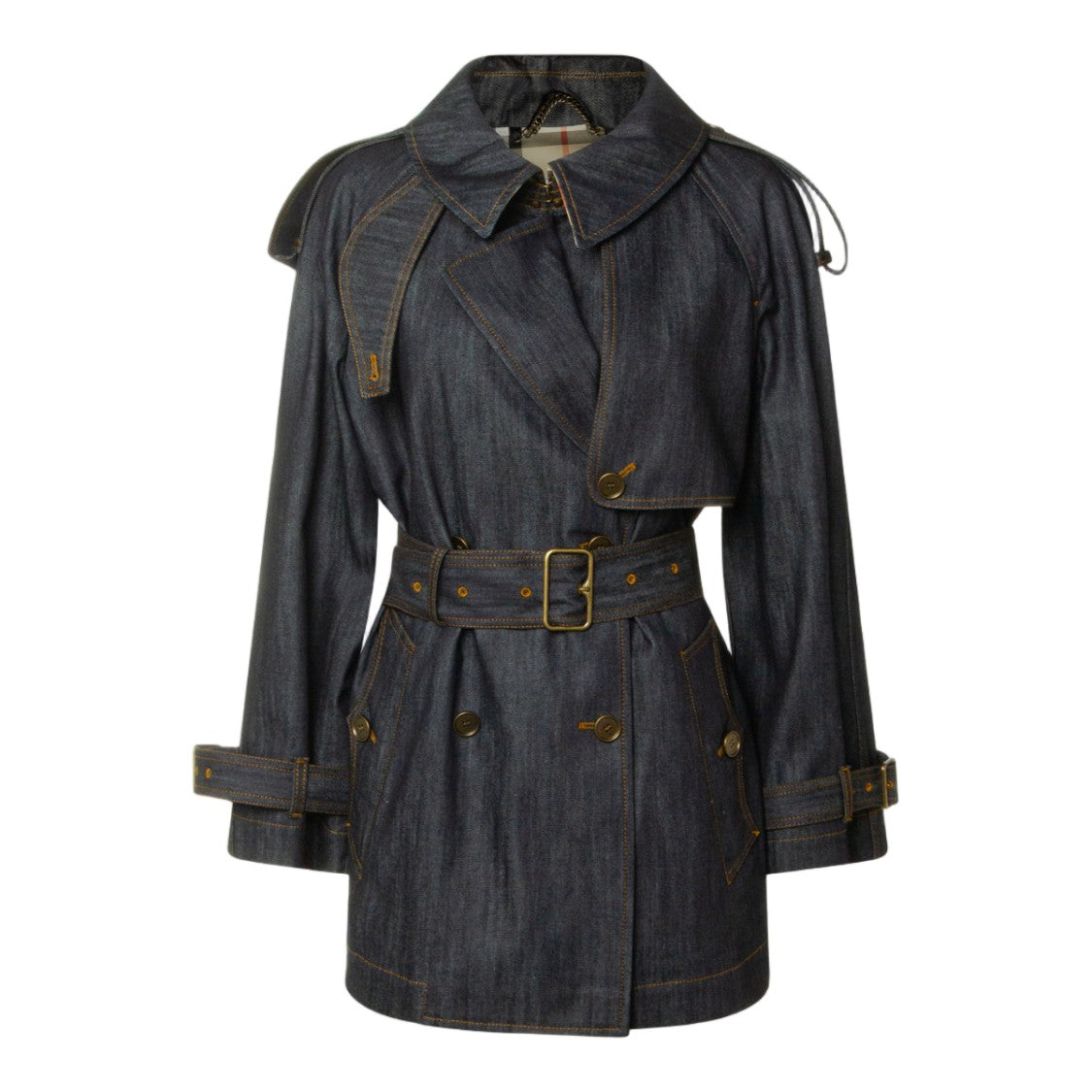 Burberry Cropped Blue Denim Jacket With Double-Breasted Front