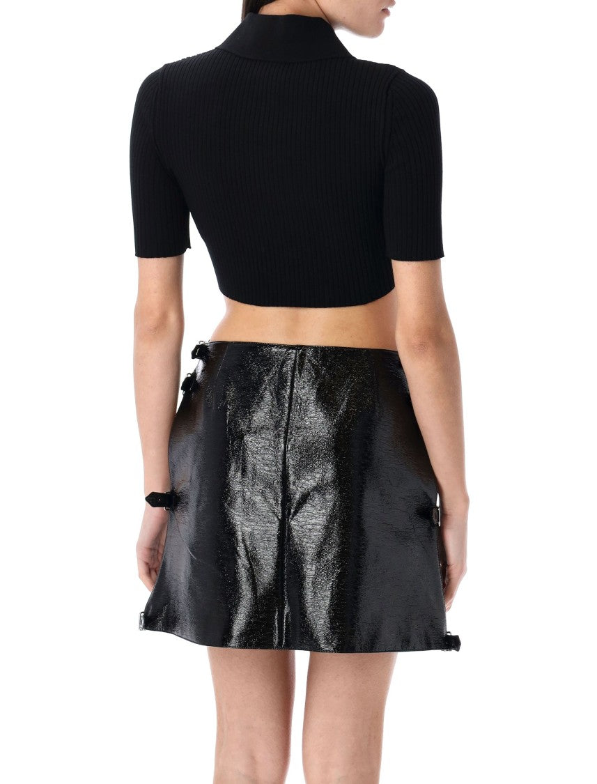 Courrèges Ribbed Knit Polo With Classic Collar