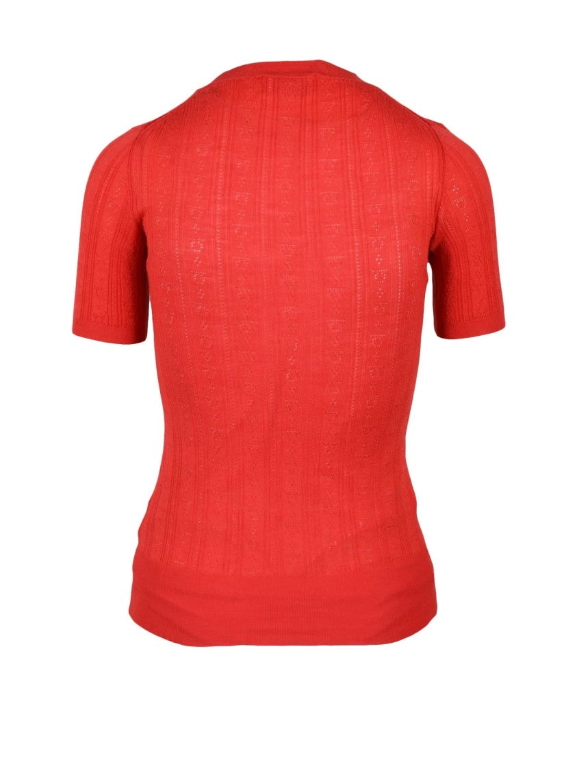 Salvatore Ferragamo Red Wool Knit Top