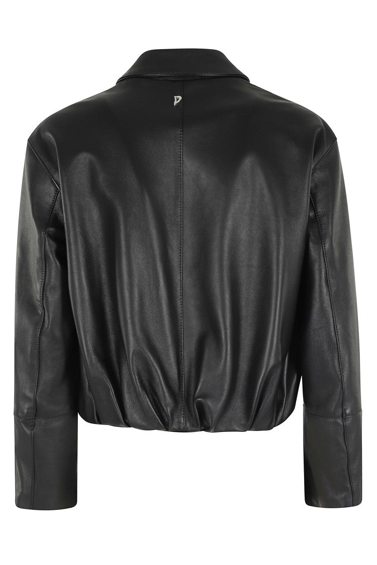 Dondup Black Regular Cropped Double-Slider Nappa Leather Jacket