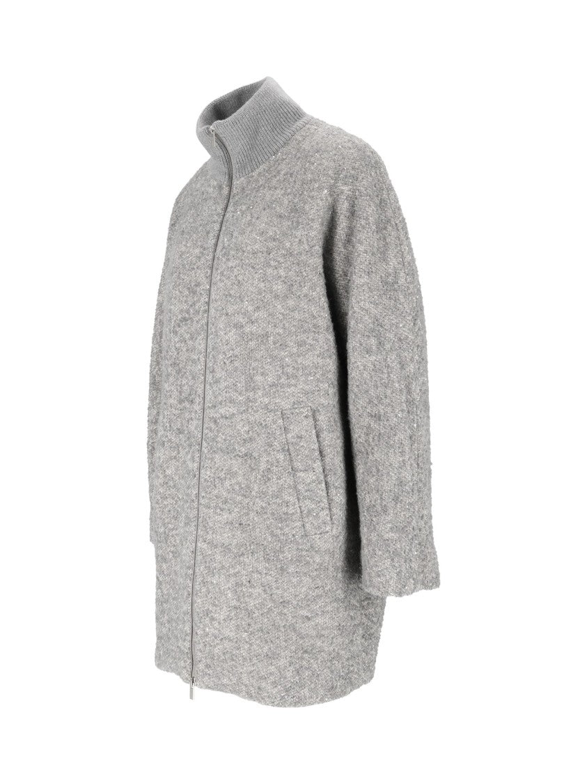 Peserico Textured Knit Zip-Up Coat