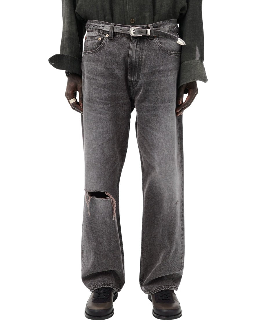 Our Legacy Relaxed-Fit Distressed Jeans In Washed Black-Gray Denim