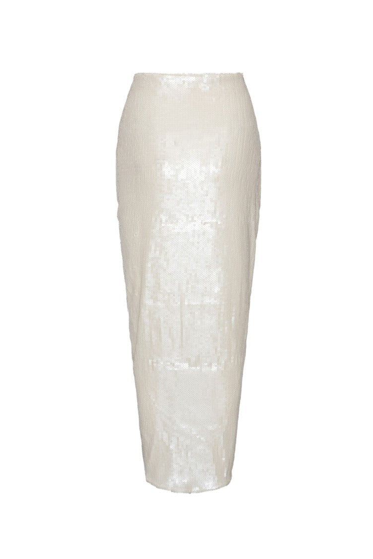 Rotate Sequins Draped Front-Knot Midi Skirt