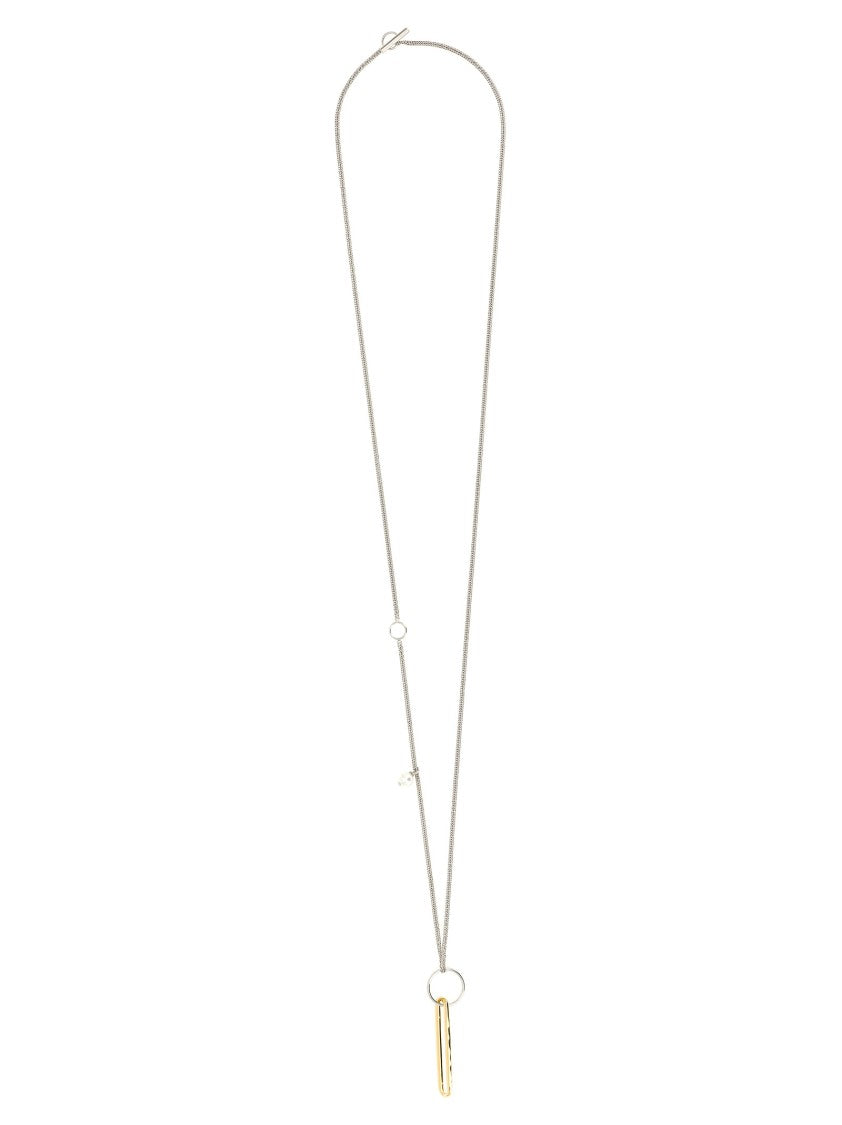 Jil Sander Handmade Brass Chain Necklace With Freshwater Pearl Charm