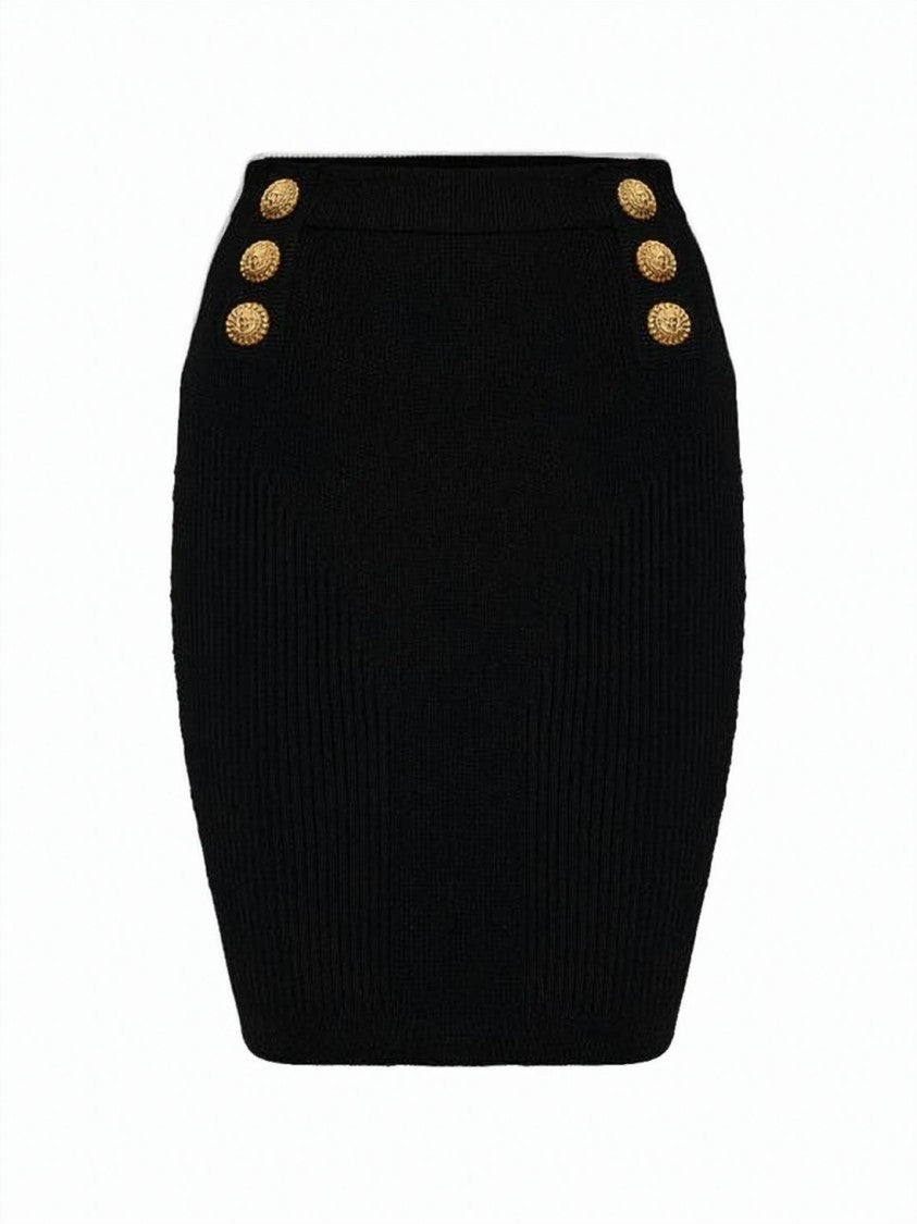 Balmain Ribbed Knit Midi Skirt