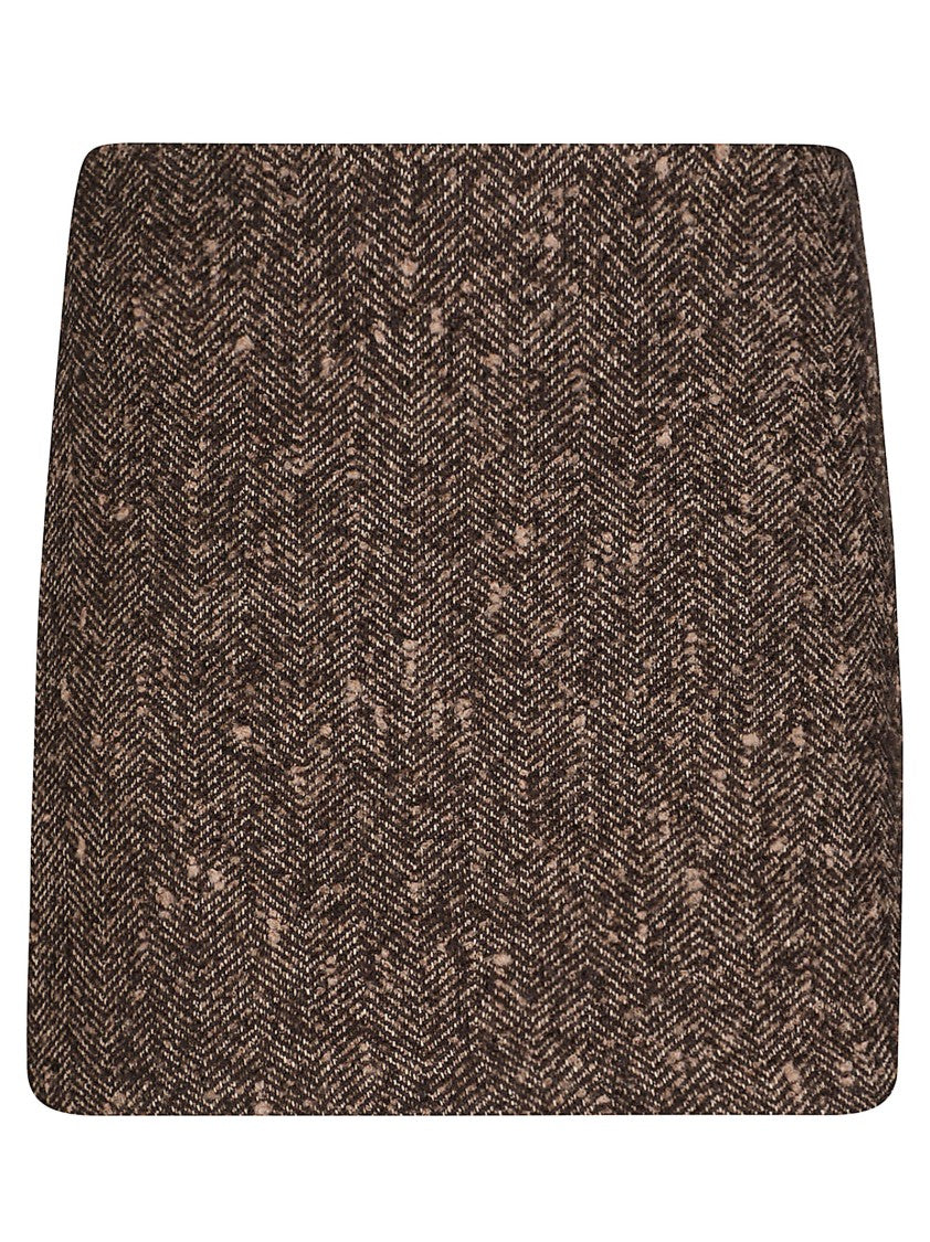 Ermanno Firenze Textured Mini Skirt In Herringbone Weave