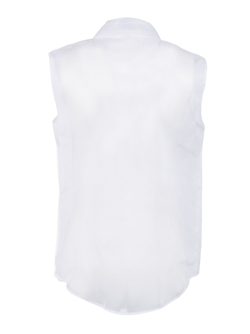 P.A.R.O.S.H. Sleeveless Silk Ruffle Blouse