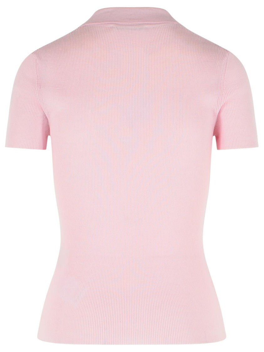 Max Mara 'Albero' Pink Virgin Wool Polo Shirt