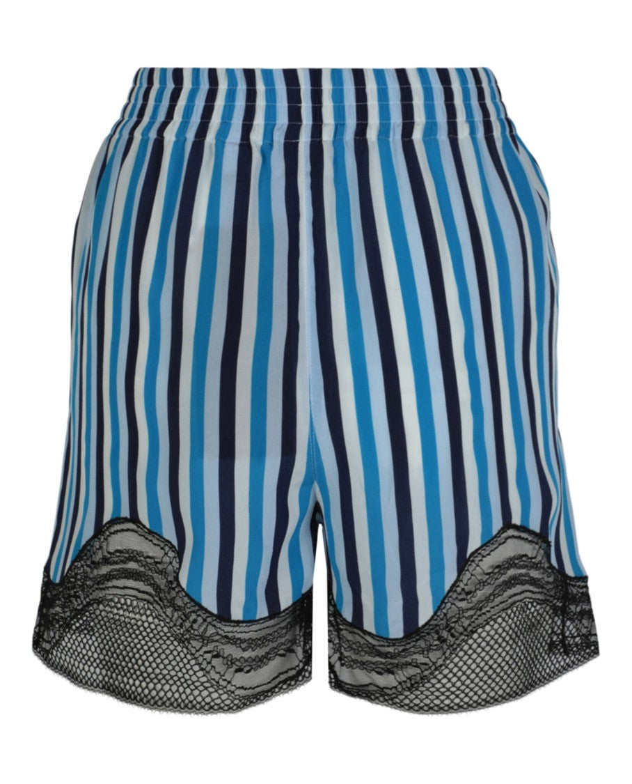 Burberry Lace-Trim Stripe Silk Shorts