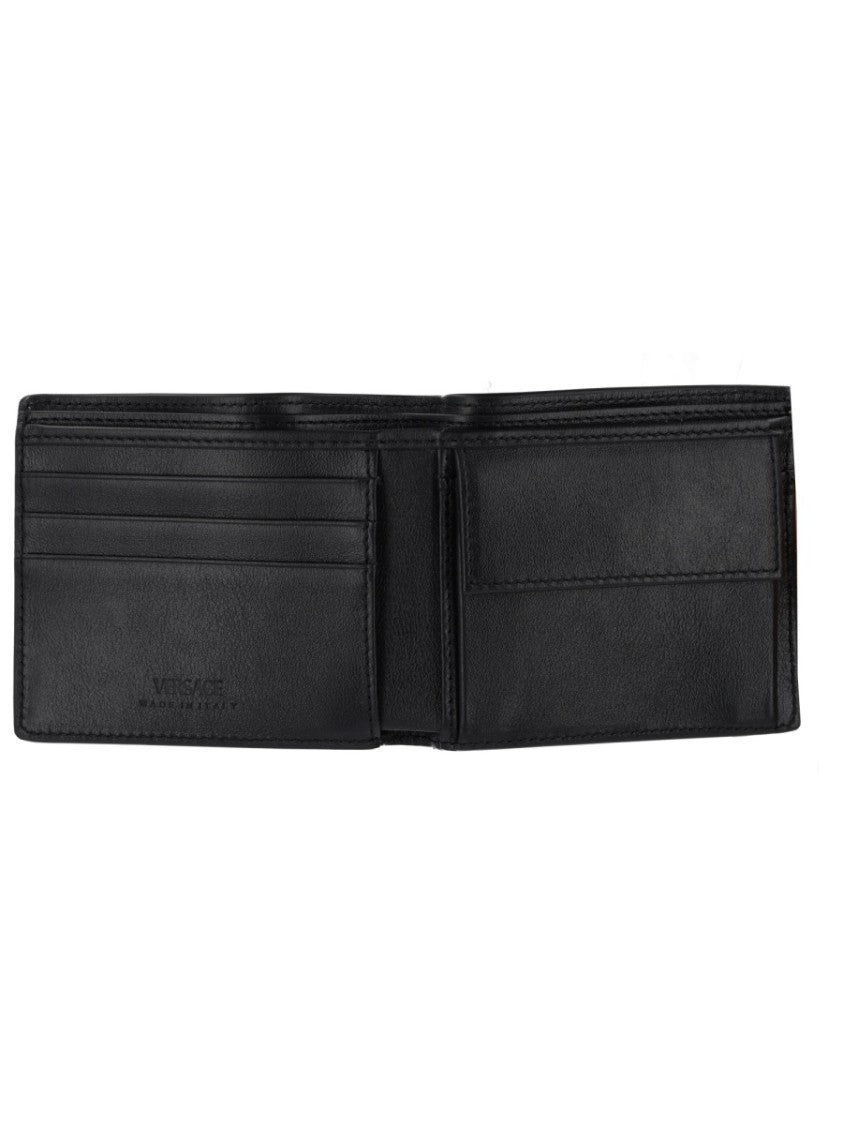 Versace Textured Geometric Pattern Interlocking Wallet