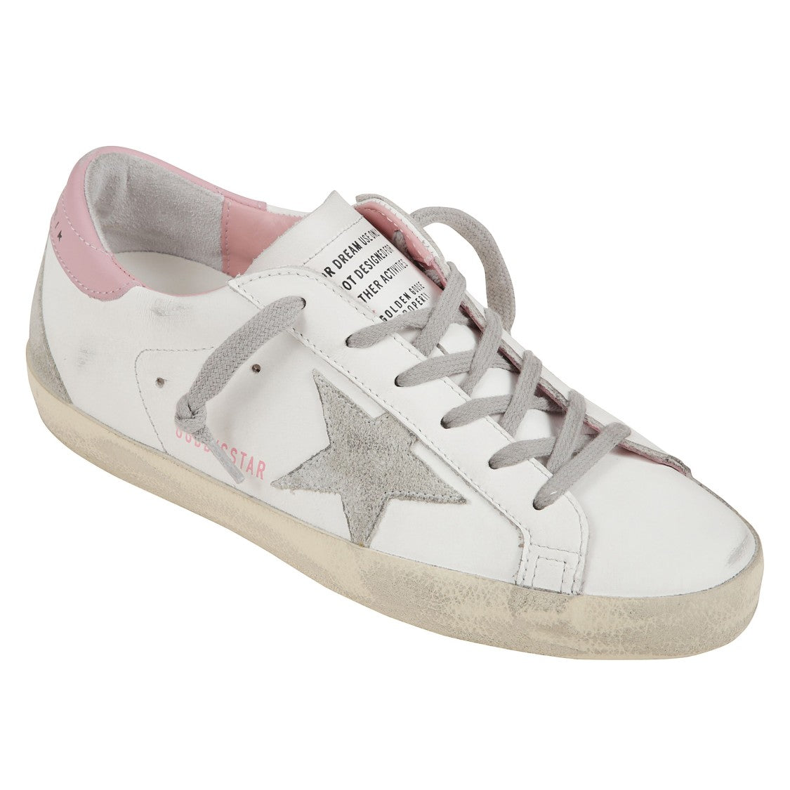 Golden Goose White Leather Sneakers With Pink Heel