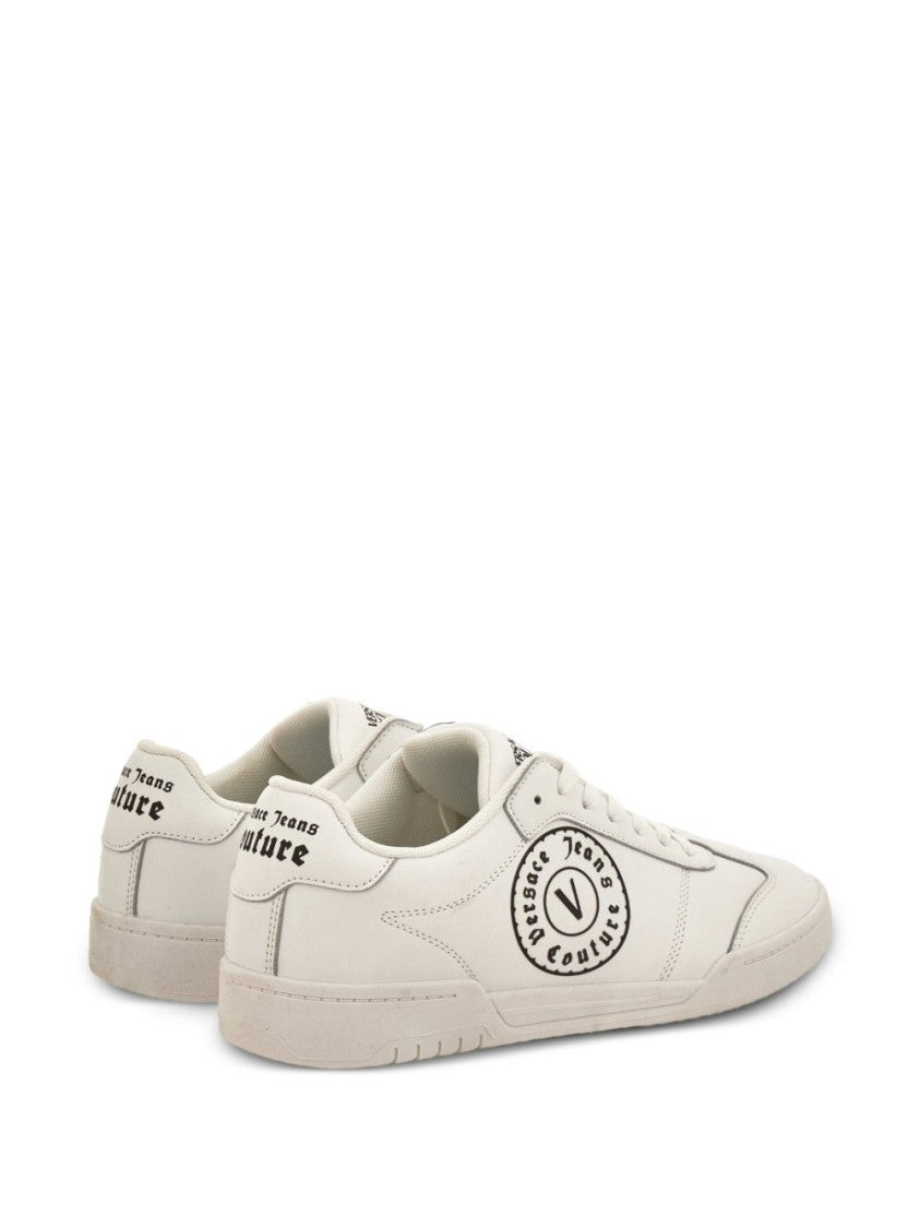 Versace Jeans Couture White Leather Bold Logo Sneakers