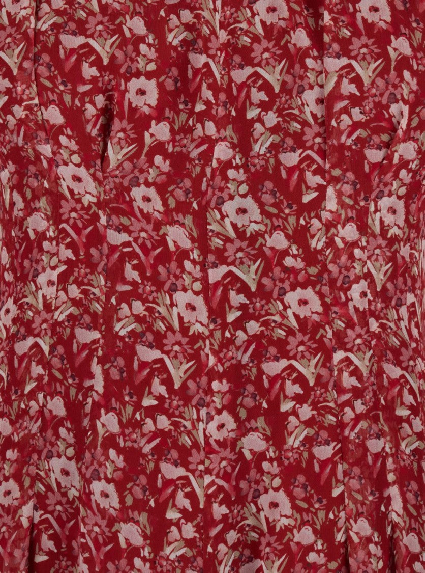 Max Mara Floral Midi Dress With Sheer Sleeves