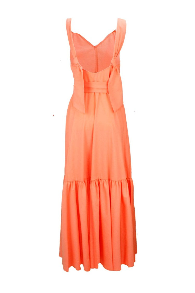 Forte Forte Voluminous Maxi Dress With V-Neckline And Self-Tie Belt