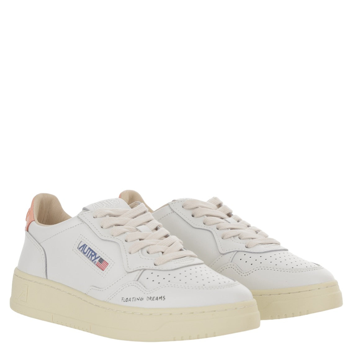 Autry Low-Top Leather Sneakers With Perforated Round Toe