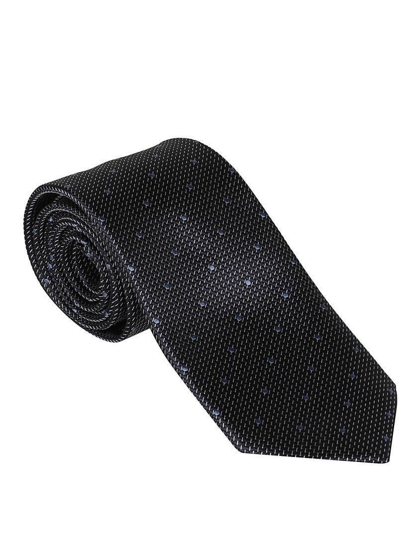 Zegna Lux Tailoring Textured Black Silk Tie