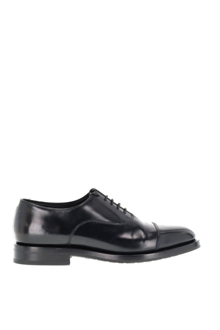 Santoni Black Carlo Leather Oxford Brogues