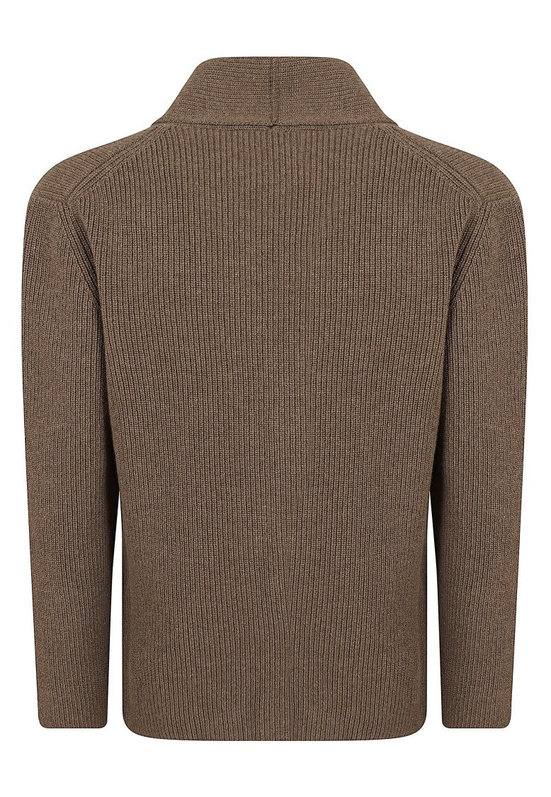 Ballantyne Shawl Collar Ribbed Knit Cardigan With Button Closure