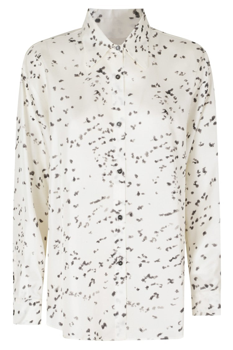 Alysi Cream Speckled Print Silk Shirt