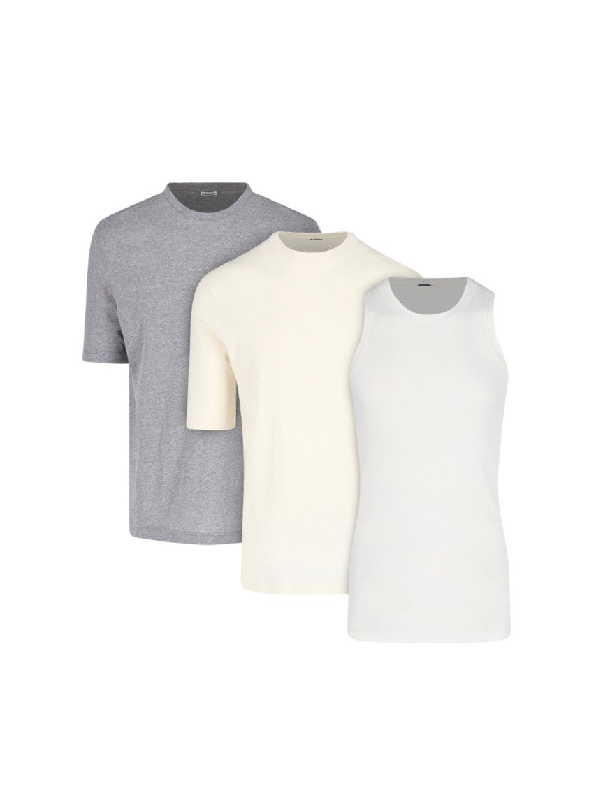 Jil Sander Set of Two Cotton T-shirts and White Tank Top