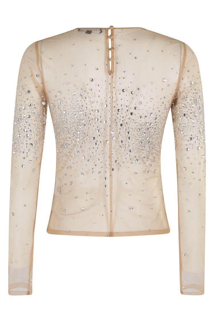 Retrofete Crystal-Embellished Sheer Top