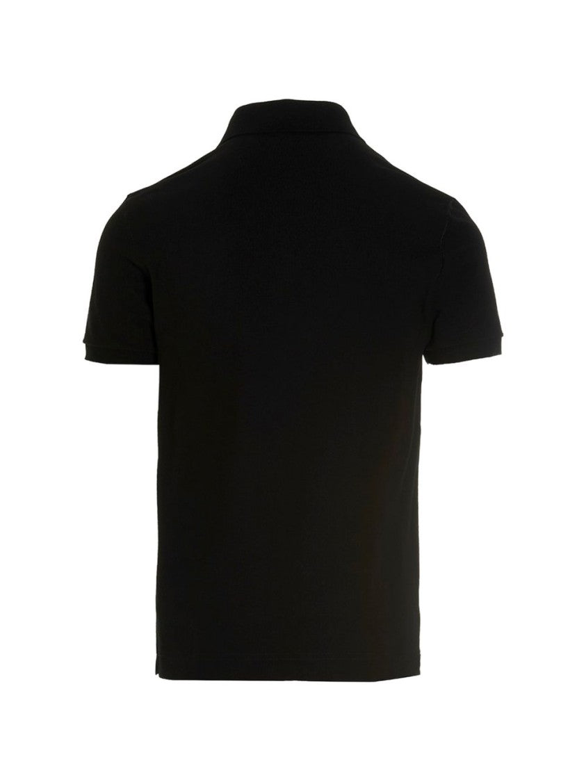 Dolce & Gabbana Black Cotton Piquet Logo Plaque Polo Shirt