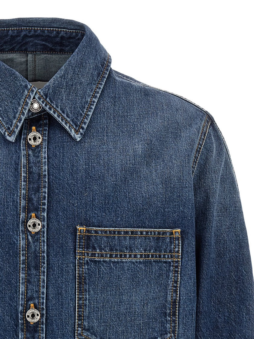 Givenchy Structured Cotton Denim Overshirt With Leather Logo Patch