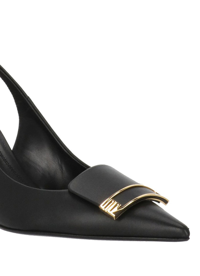 Sergio Rossi Black Arrowhead Decorative Plaque Pumps