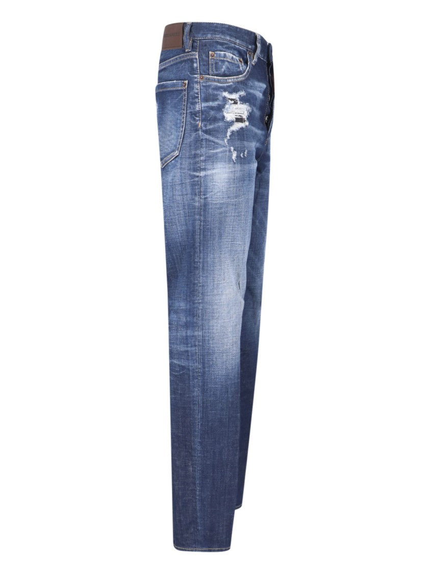 Dsquared2 Blue Medium-Rise Slim-Fit Distressed Jeans