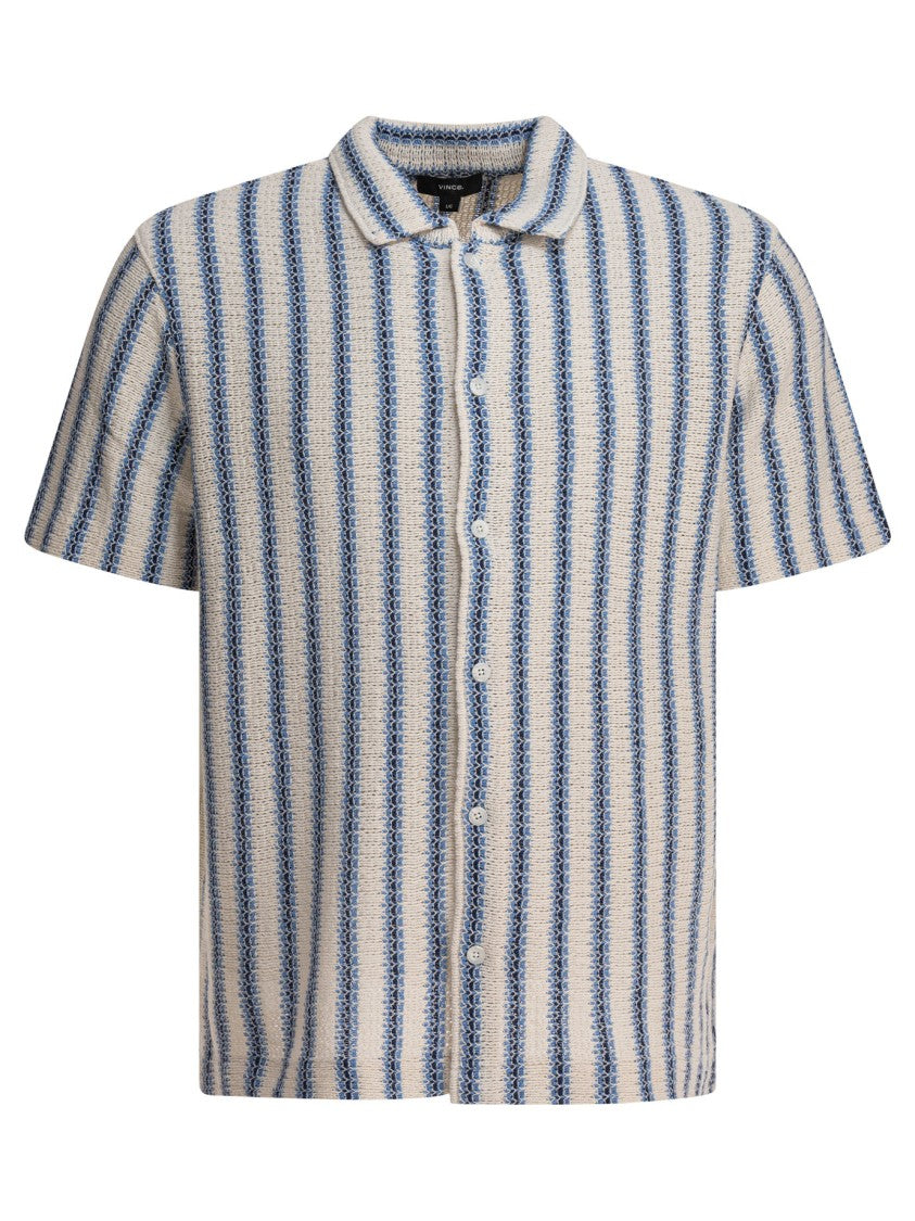 Vince Light Blue Striped Short-Sleeve Shirt