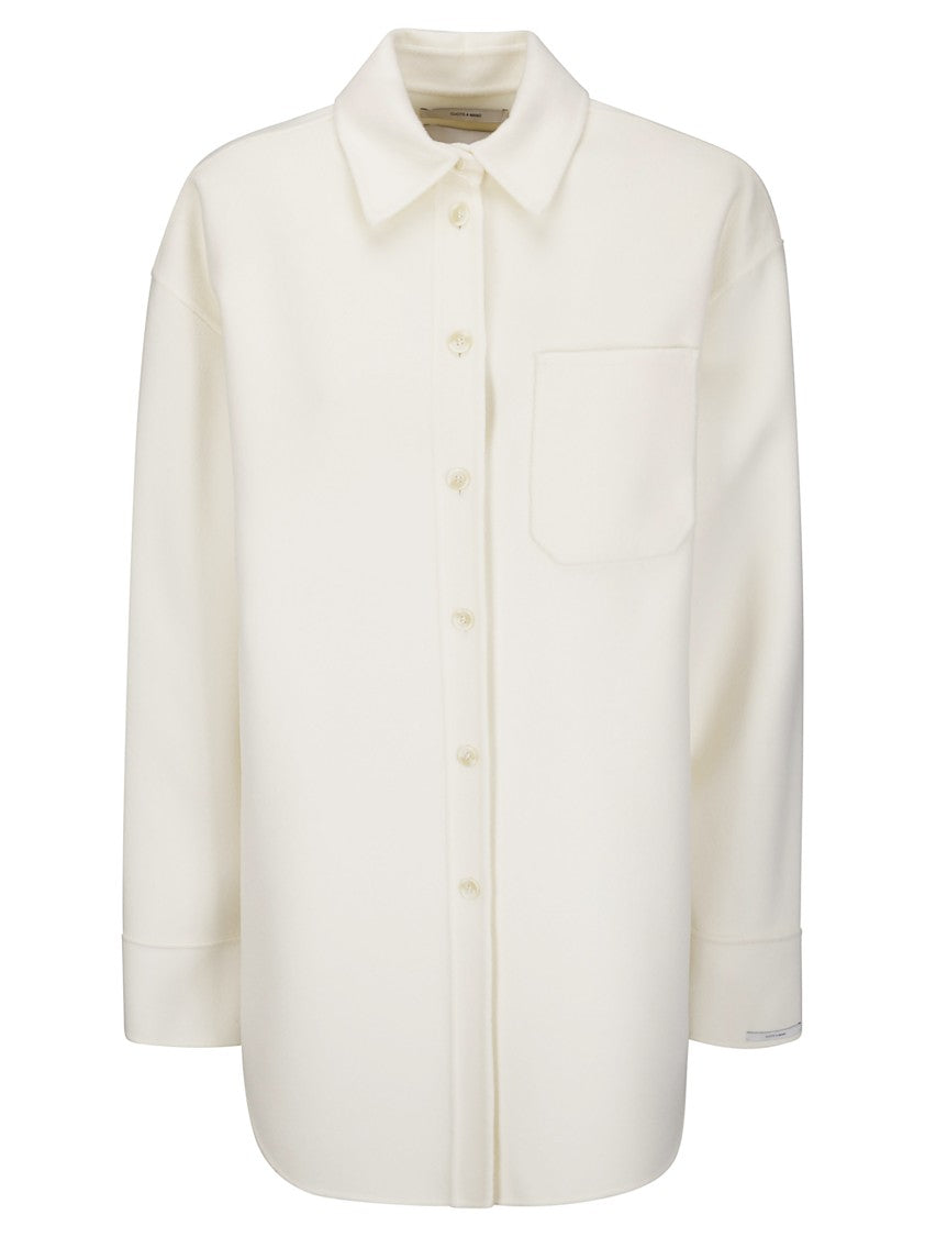 Sportmax White Short Coat With Shirt Styling And Oversized Fit