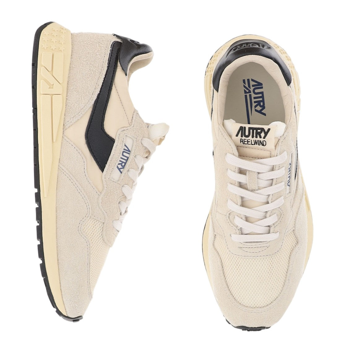 Autry Ivory/Black Leather Running Sneakers